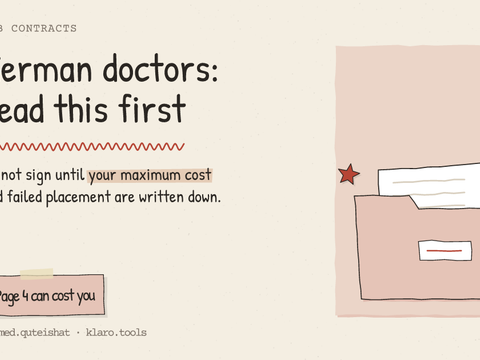 German doctors: read this first: Do not sign until your maximum cost and failed placement are written down.