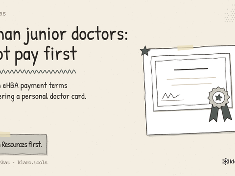 German junior doctors: do not pay first: Get written eHBA payment terms before ordering a personal doctor card.