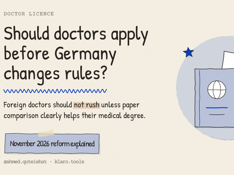 Should doctors apply before Germany changes rules?: Foreign doctors should not rush unless paper comparison clearly helps their medical degree.