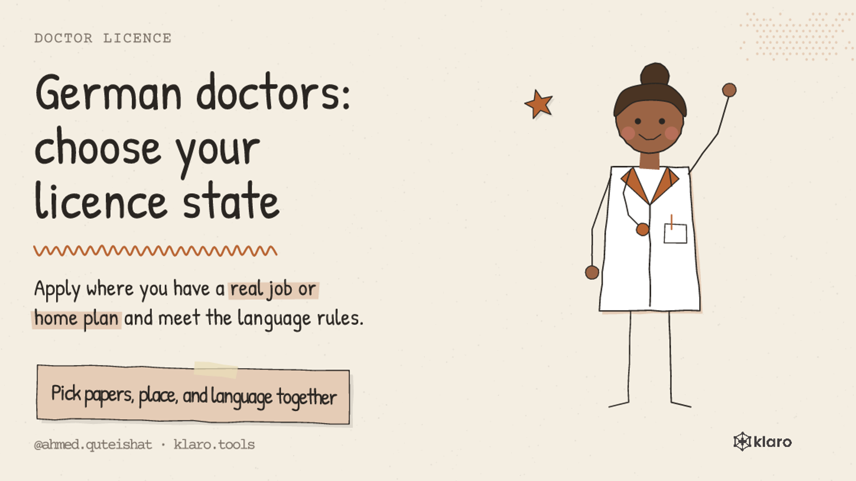 German doctors: choose your licence state: Apply where you have a real job or home plan and meet the language rules.