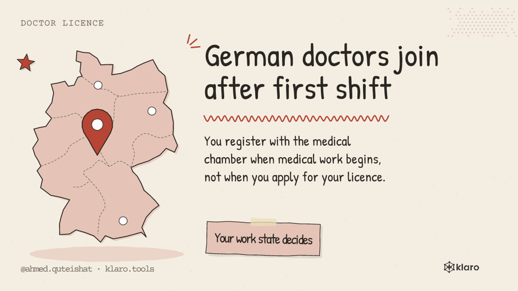 German doctors join after first shift: You register with the medical chamber when medical work begins, not when you apply for your licence.