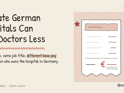 Private German Hospitals Can Pay Doctors Less: Same grade, same job title, different base pay depending on who owns the hospital in Germany.