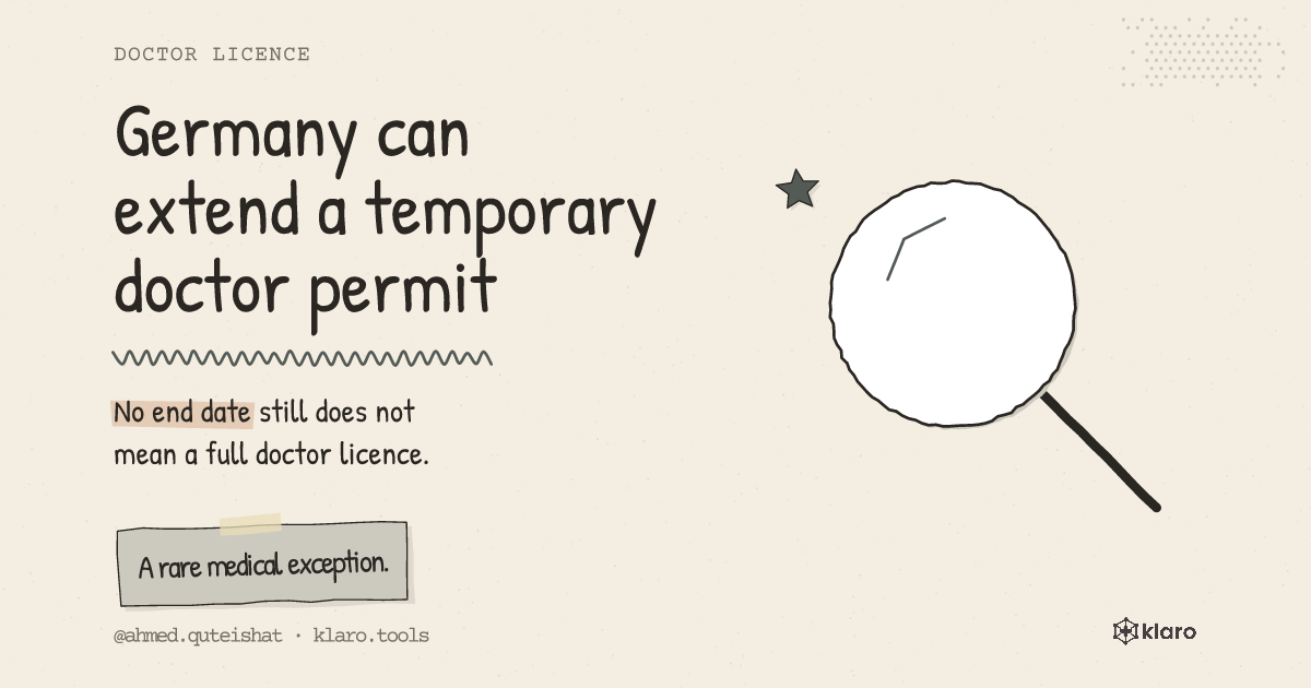 Germany can extend a temporary doctor permit: No end date still does not mean a full doctor licence.