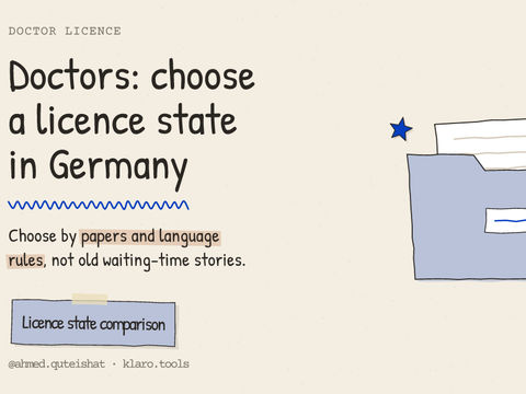 Doctors: choose a licence state in Germany: Choose by papers and language rules, not old waiting-time stories.