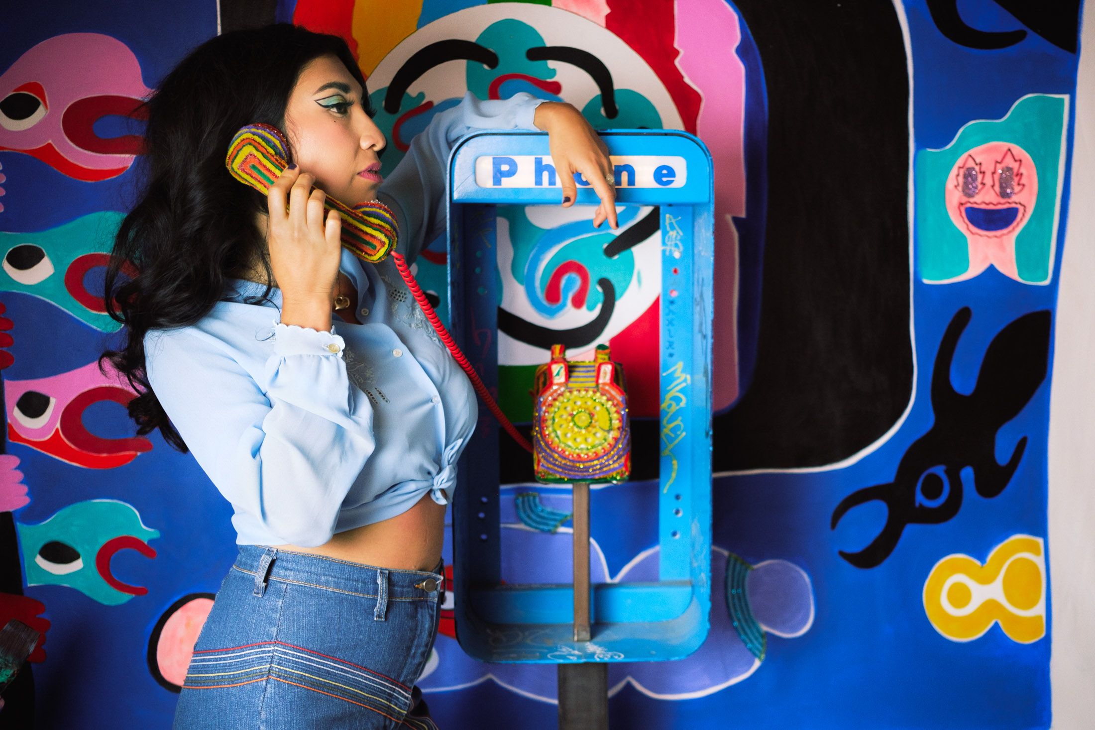 Ruby Mountain posing in vintage fashion as a singer in Oakland.