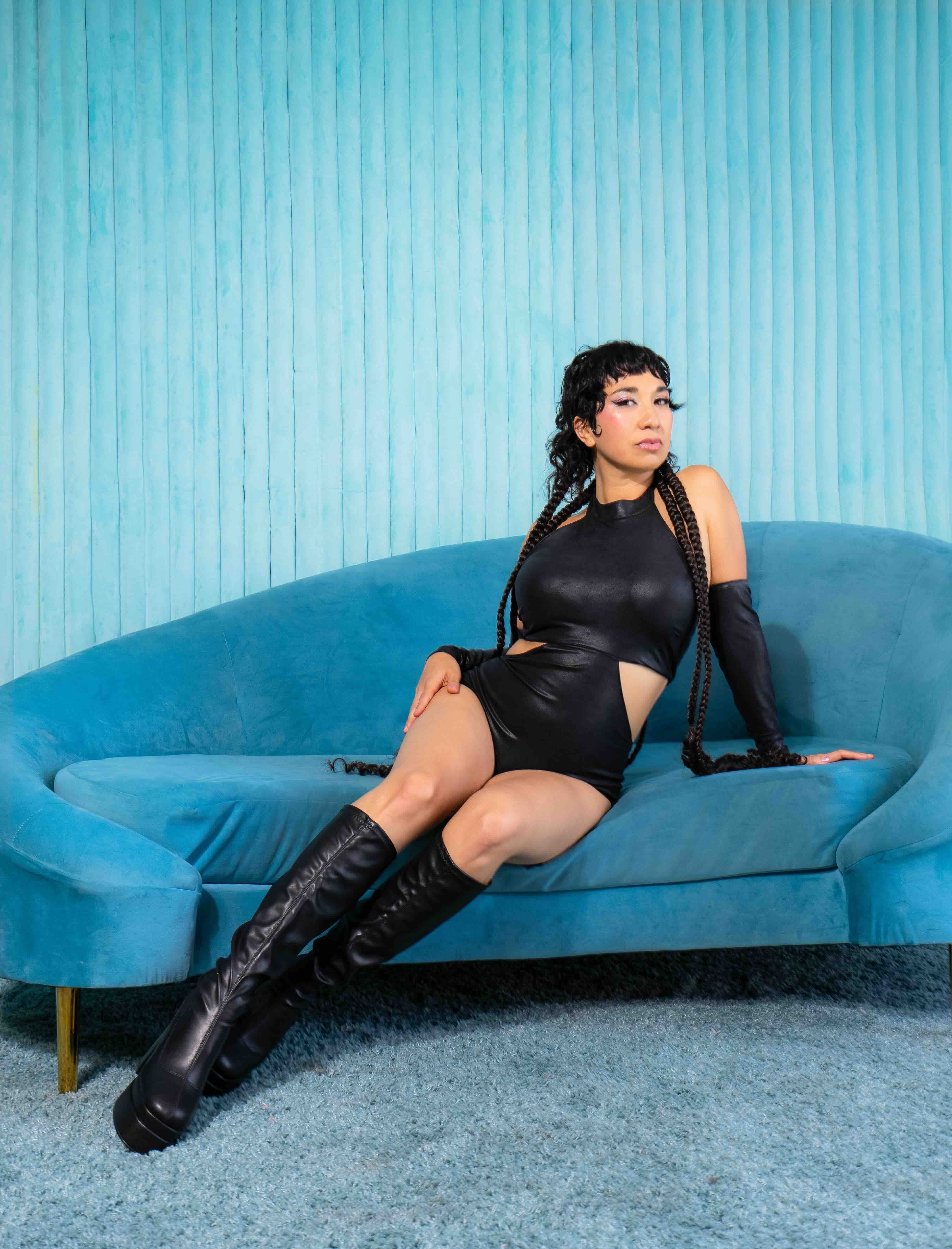 Artistic portrait of Ruby Mountain, singer and EDM producer.