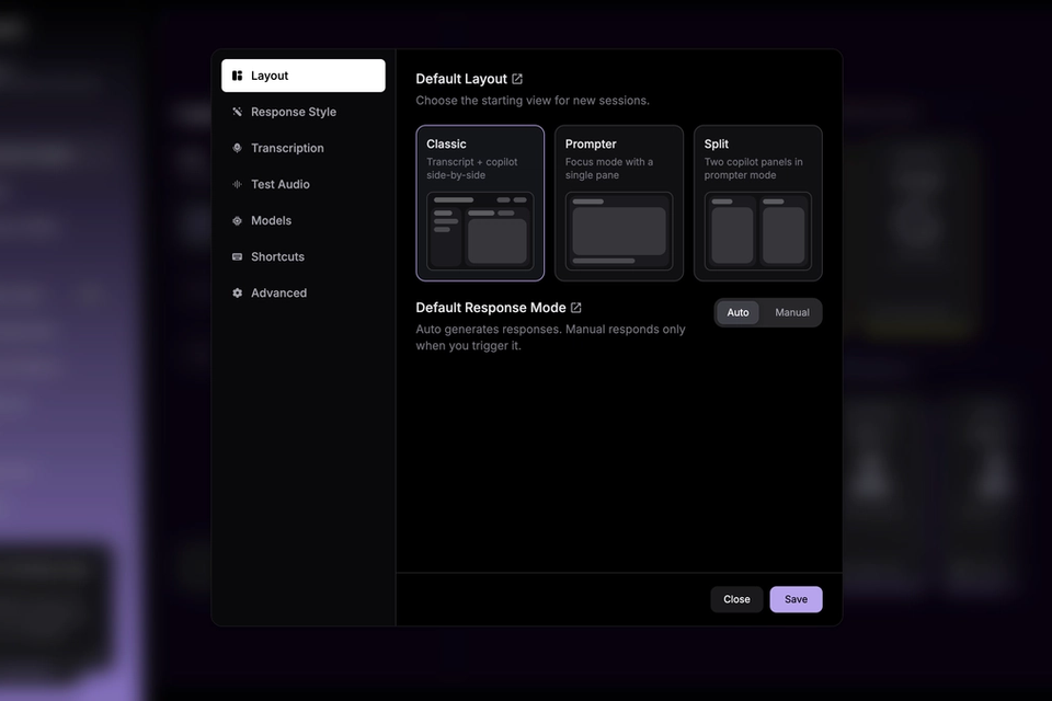 verve ai browser app layout setting