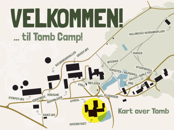 Kart over de ulike avdelingene på Tomb vgs.