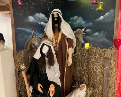 Illustrasjon: Maria, Josef og det lille Jesusbarnet.