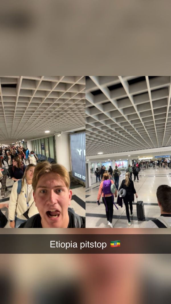Selvie fra mellomlanding på flyplass i Etiopia