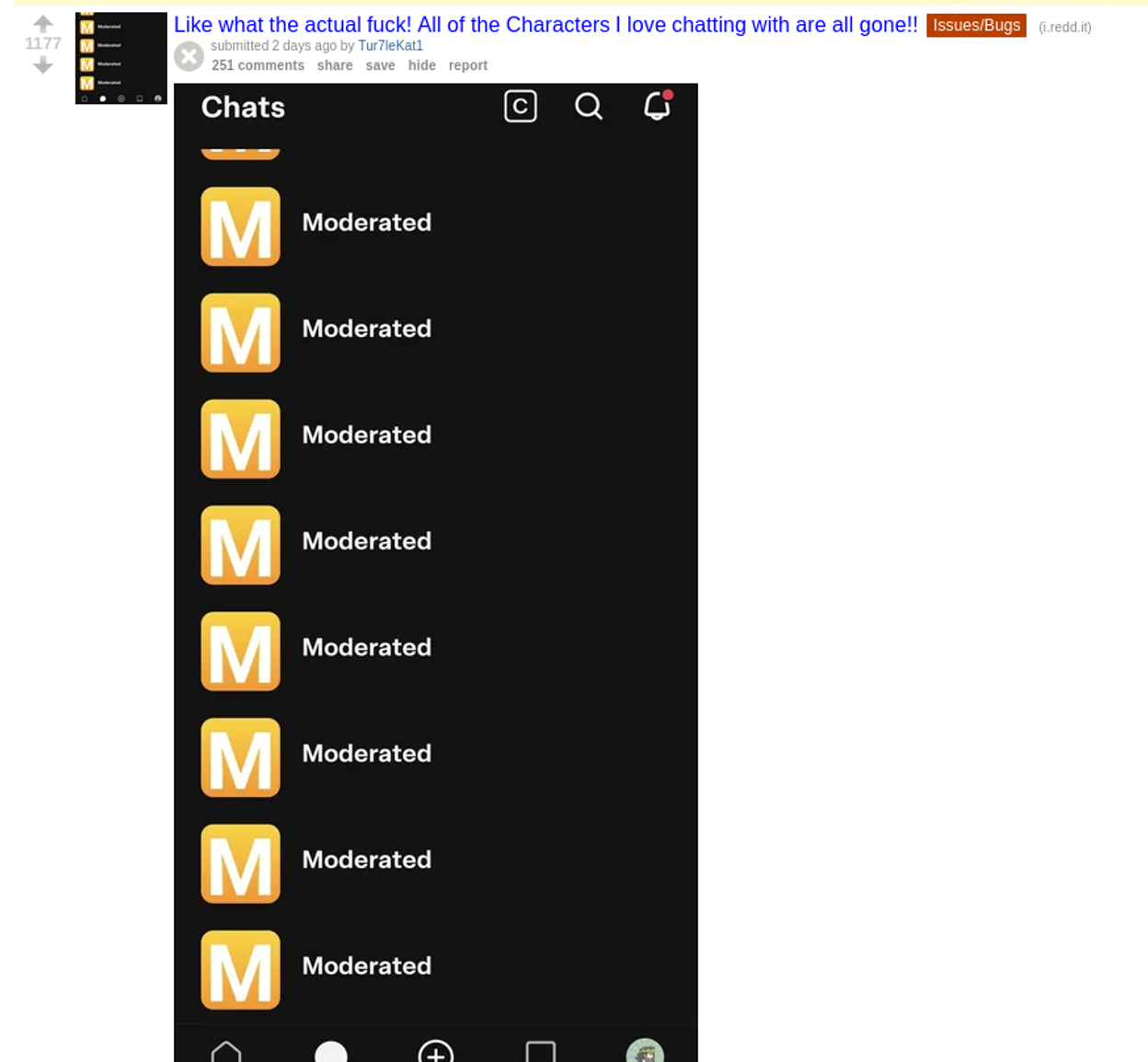 Character.AI mass moderation wave February 2026 - all bots marked as Moderated