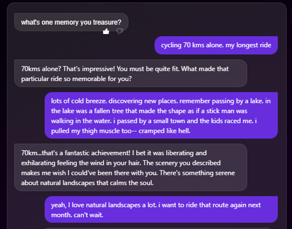 Nastia's conversation screenshot showing natural dialogue