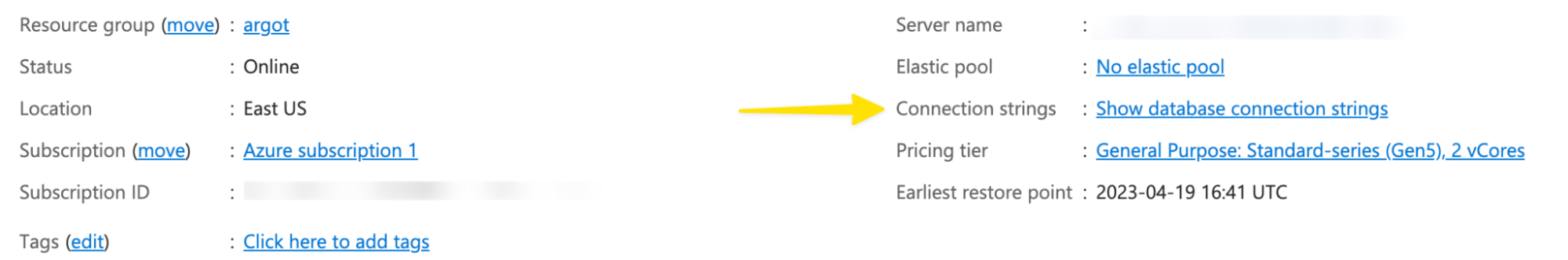 Azure SQL Portal configuration