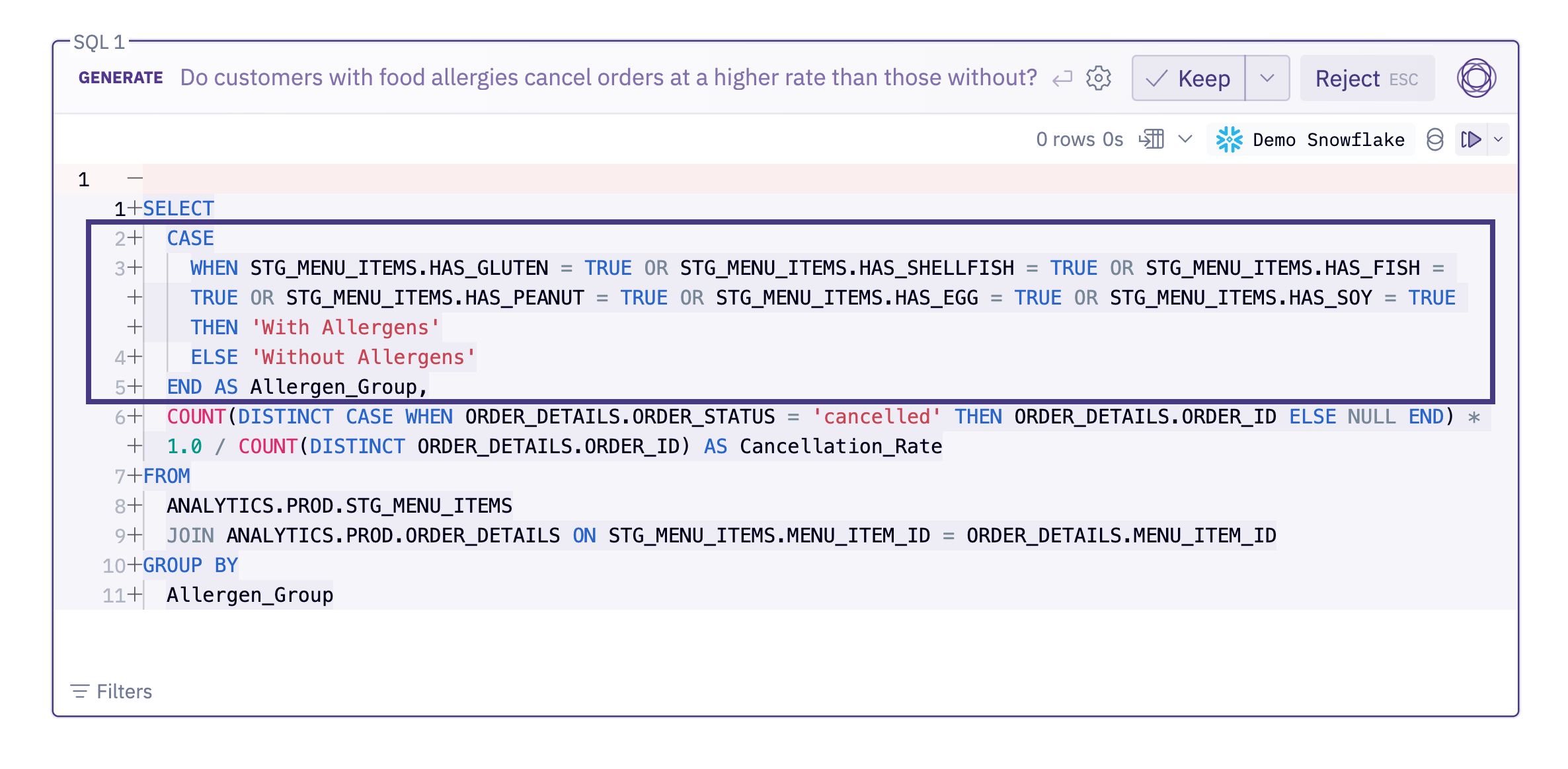 This query runs, but uses a sub-optimal staging table that might not have all the necessary data.
