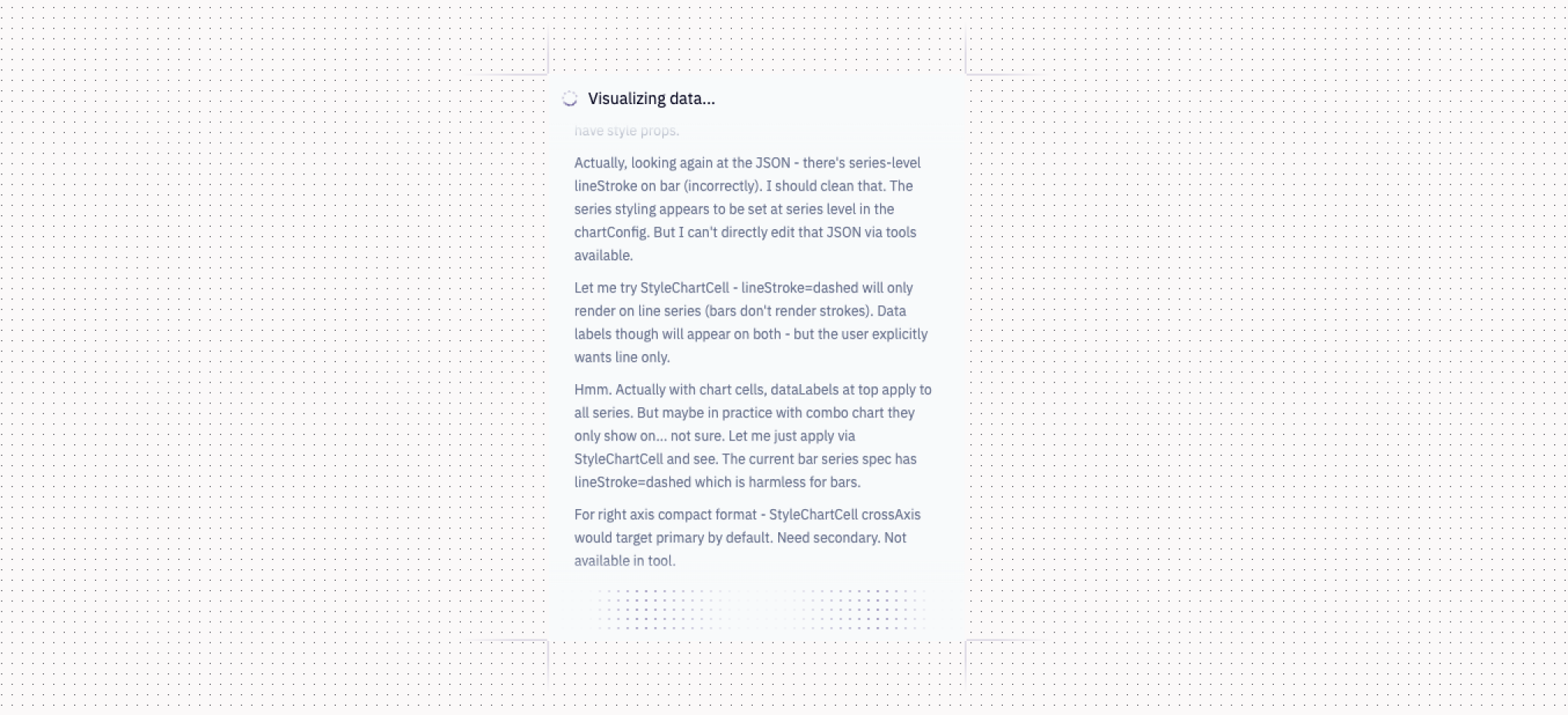 A screenshot of an agent thinking message in Hex