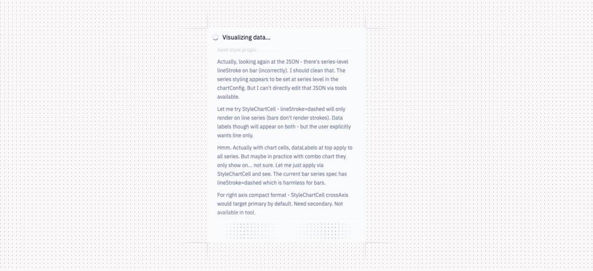 A screenshot of an agent thinking message in Hex