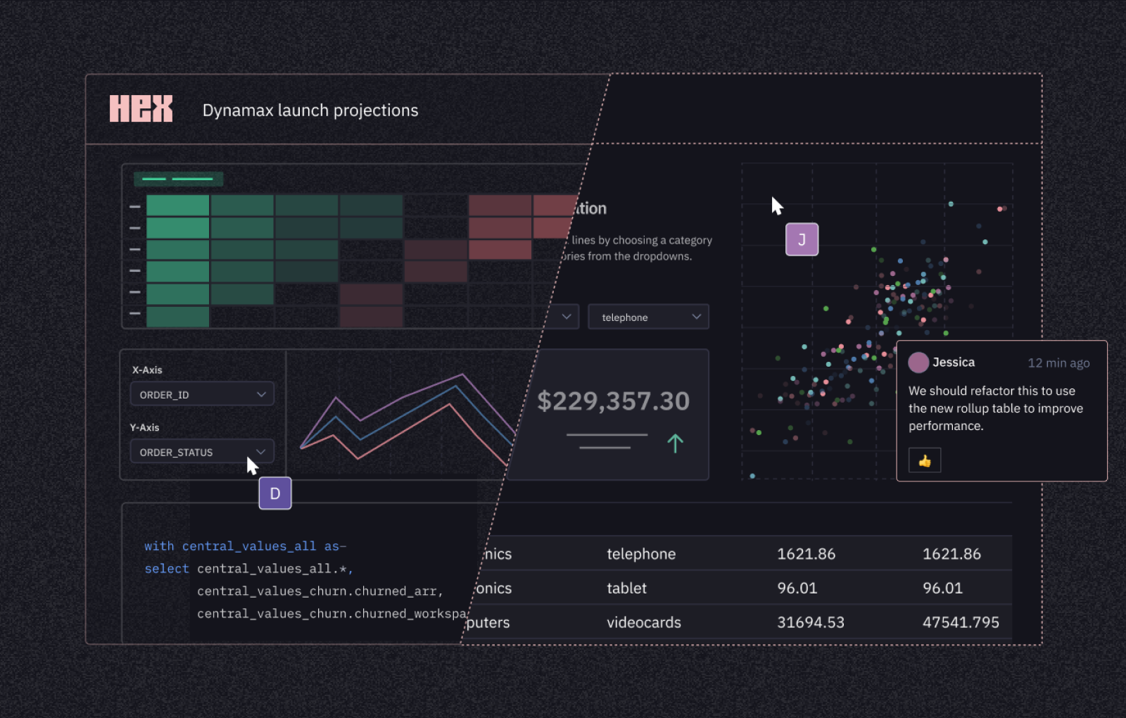 Embedded analytics: notebook and app builder