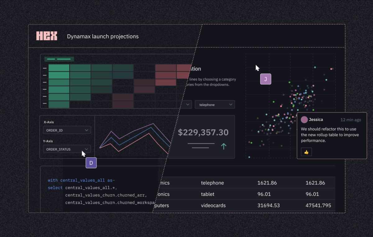 Embedded analytics: notebook and app builder