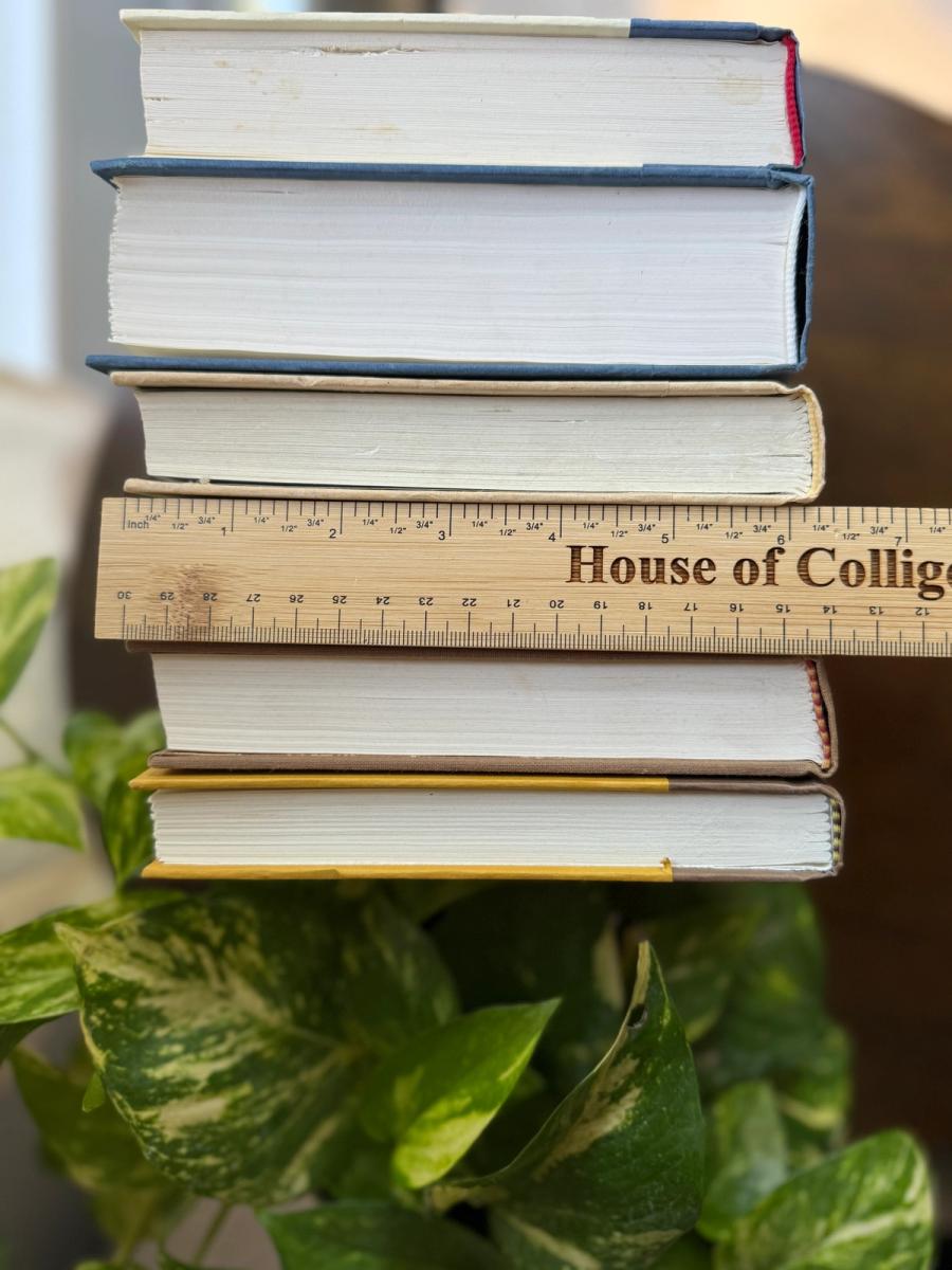 Curated collection of weathered blue, oyster, sand, linen, and driftwood-toned books with soft coastal character.