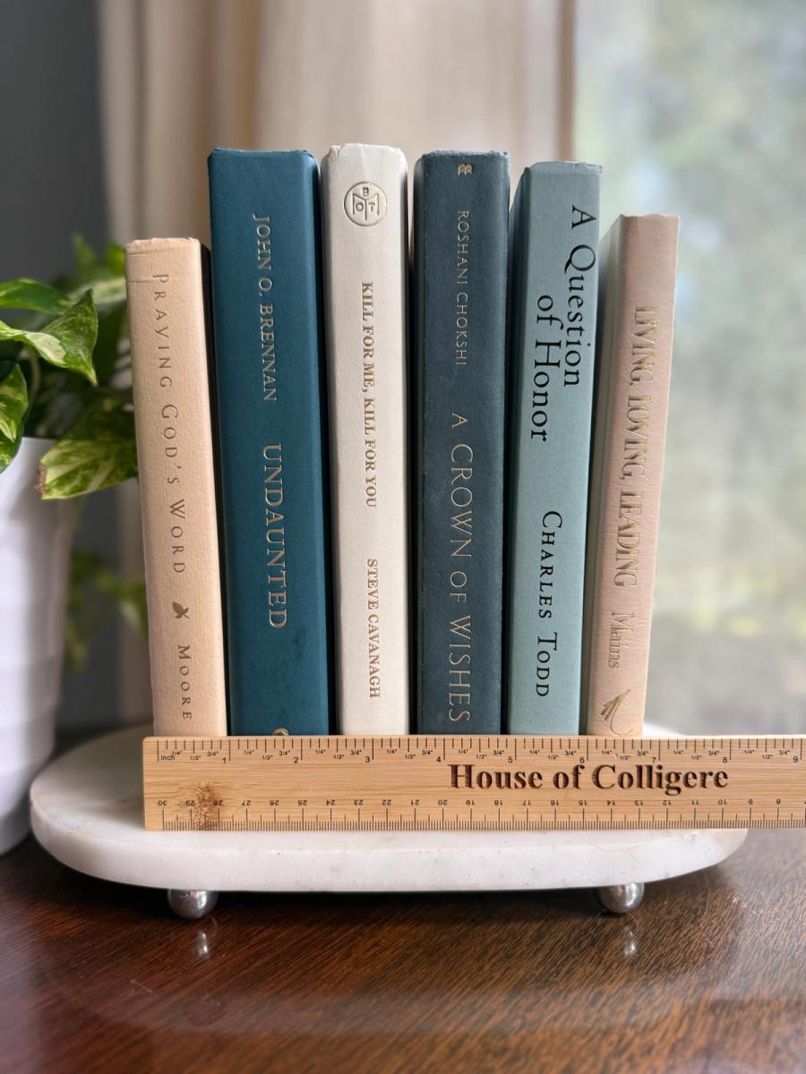 Curated collection of white, pale blue, sand, and soft coastal-neutral books with an airy, sun-faded look.