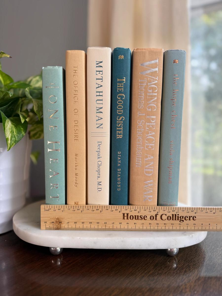 Curated collection of white, pale blue, sand, and soft coastal-neutral books with an airy, sun-faded look.