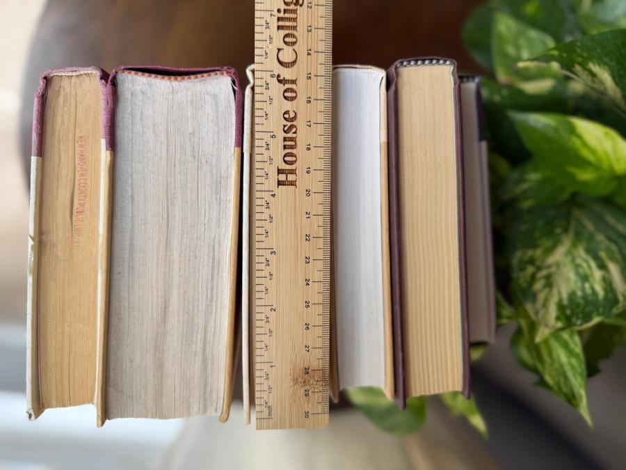 Curated collection of blush, dusty rose, warm taupe, and softly muted neutral books.
