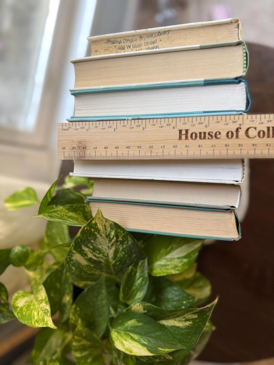 Curated collection of white, pale blue, sand, and soft coastal-neutral books with an airy, sun-faded look.