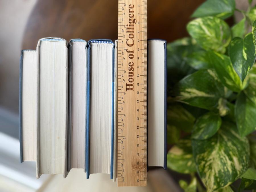 Curated collection of muted blue-gray, slate, charcoal, and softly weathered neutral books.