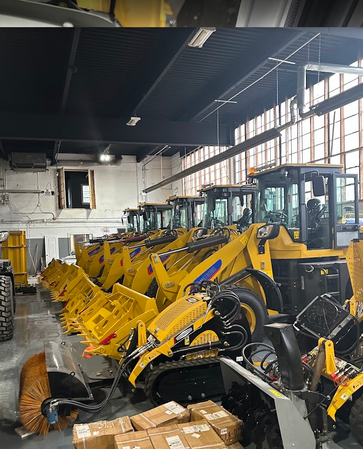 Loaders lined up