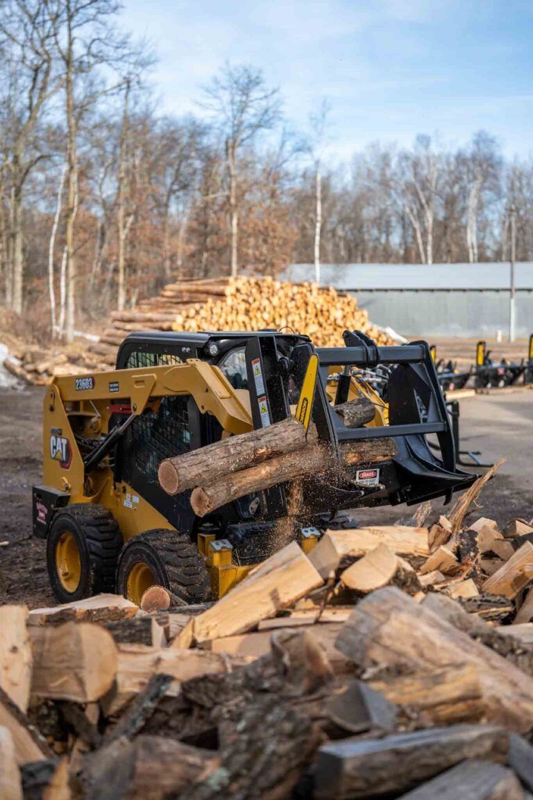 Wood grasp attachment for skid steers