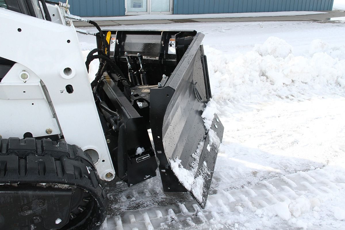 V snow blade attachment for skid steers