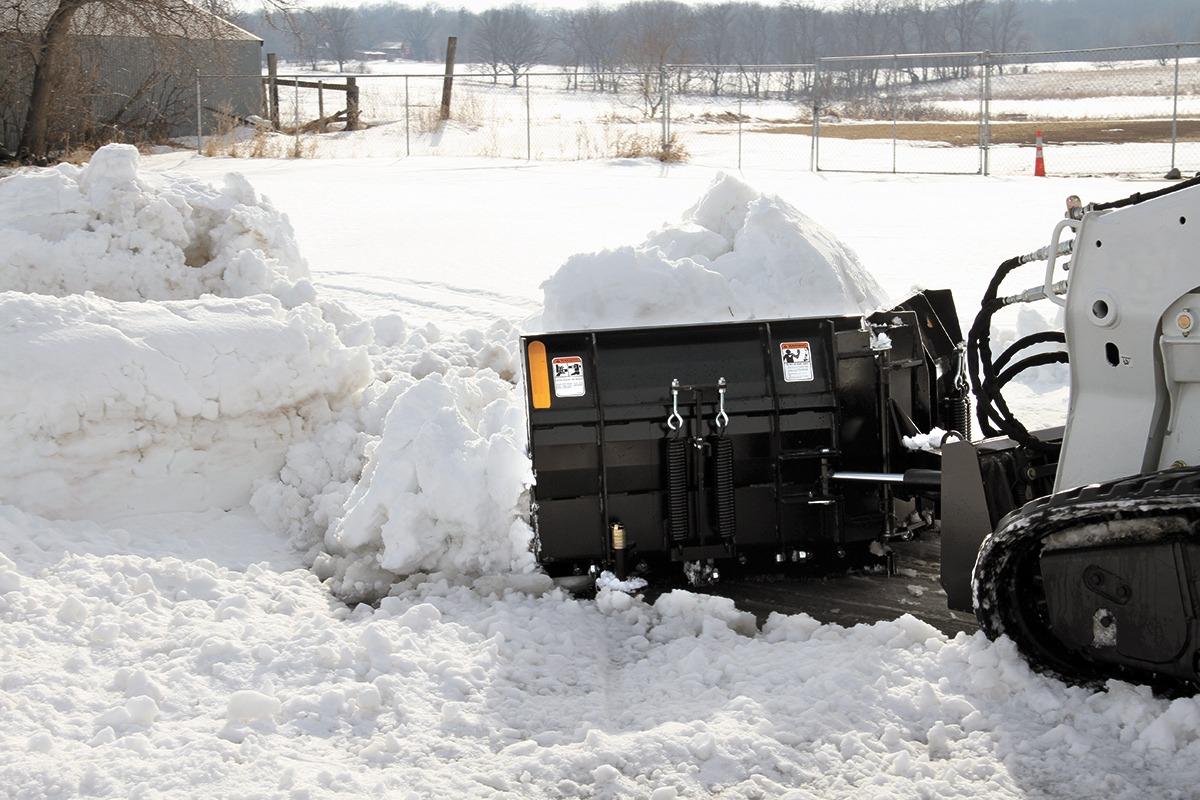 V snow blade attachment for skid steers