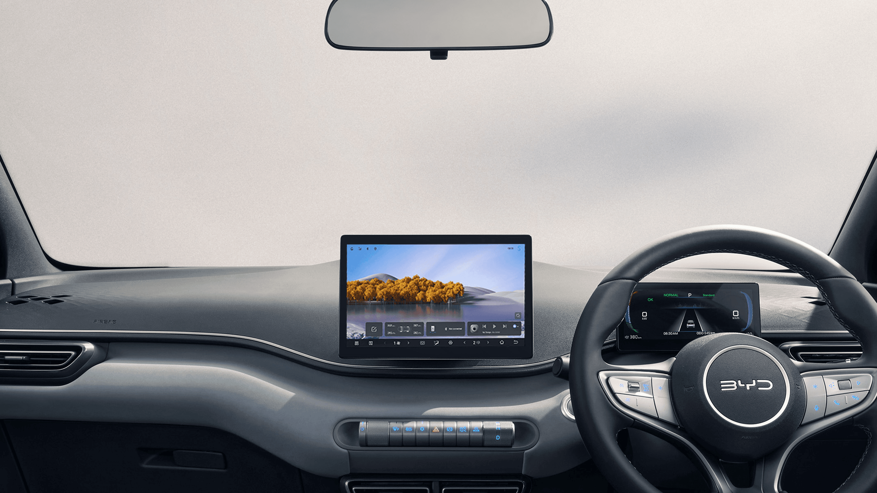 Interior dashboard BYD Atto 1 2026 dengan layar sentuh modern