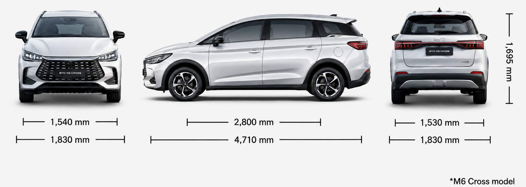 Dimensi BYD M6 DM-i sebagai MPV keluarga 6 seater dan 7 seater