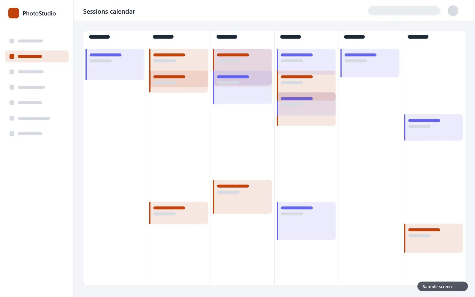 Sessions and rooms calendar without overlapping slots