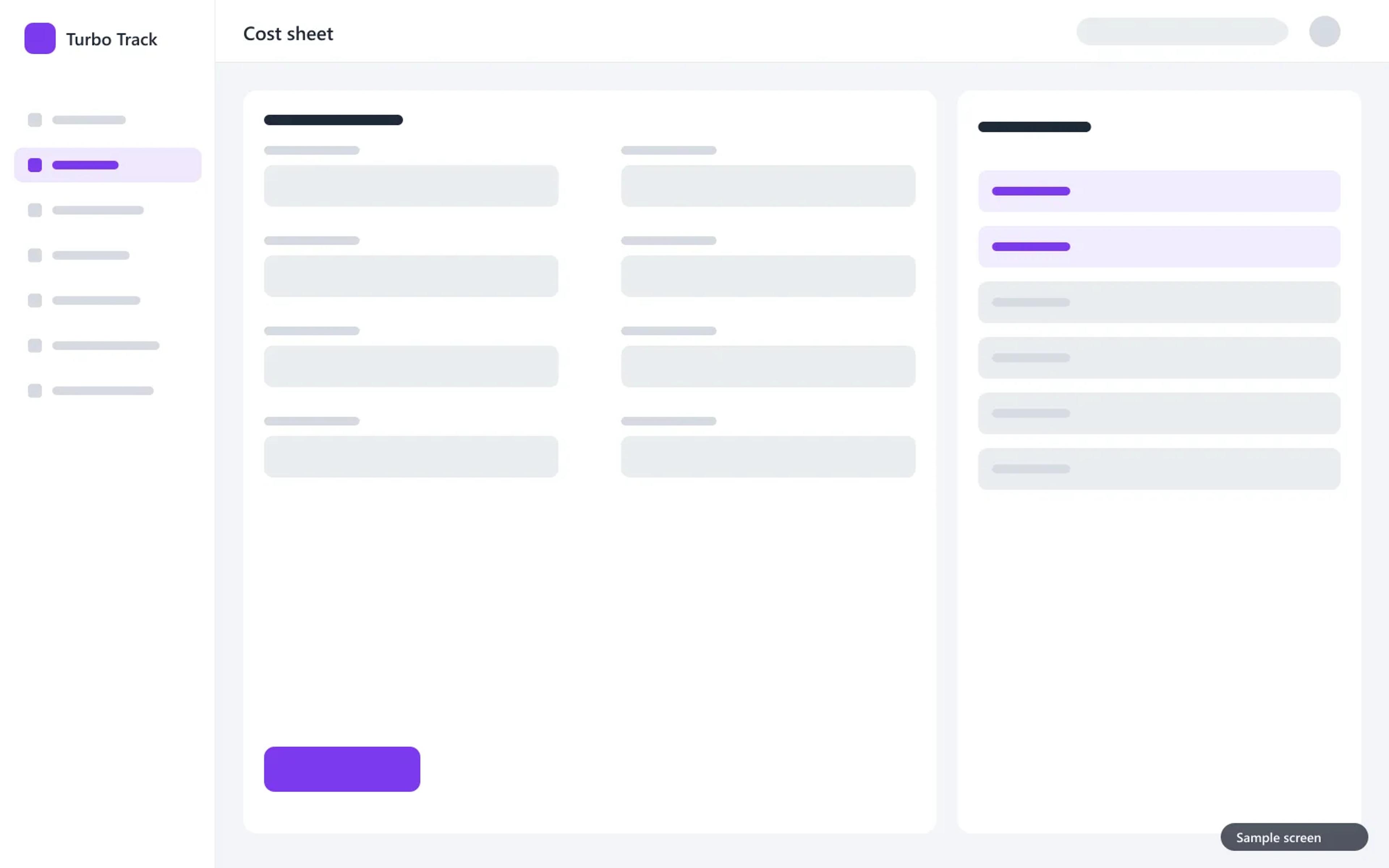 Cost sheet with supplier comparison and margin calculation