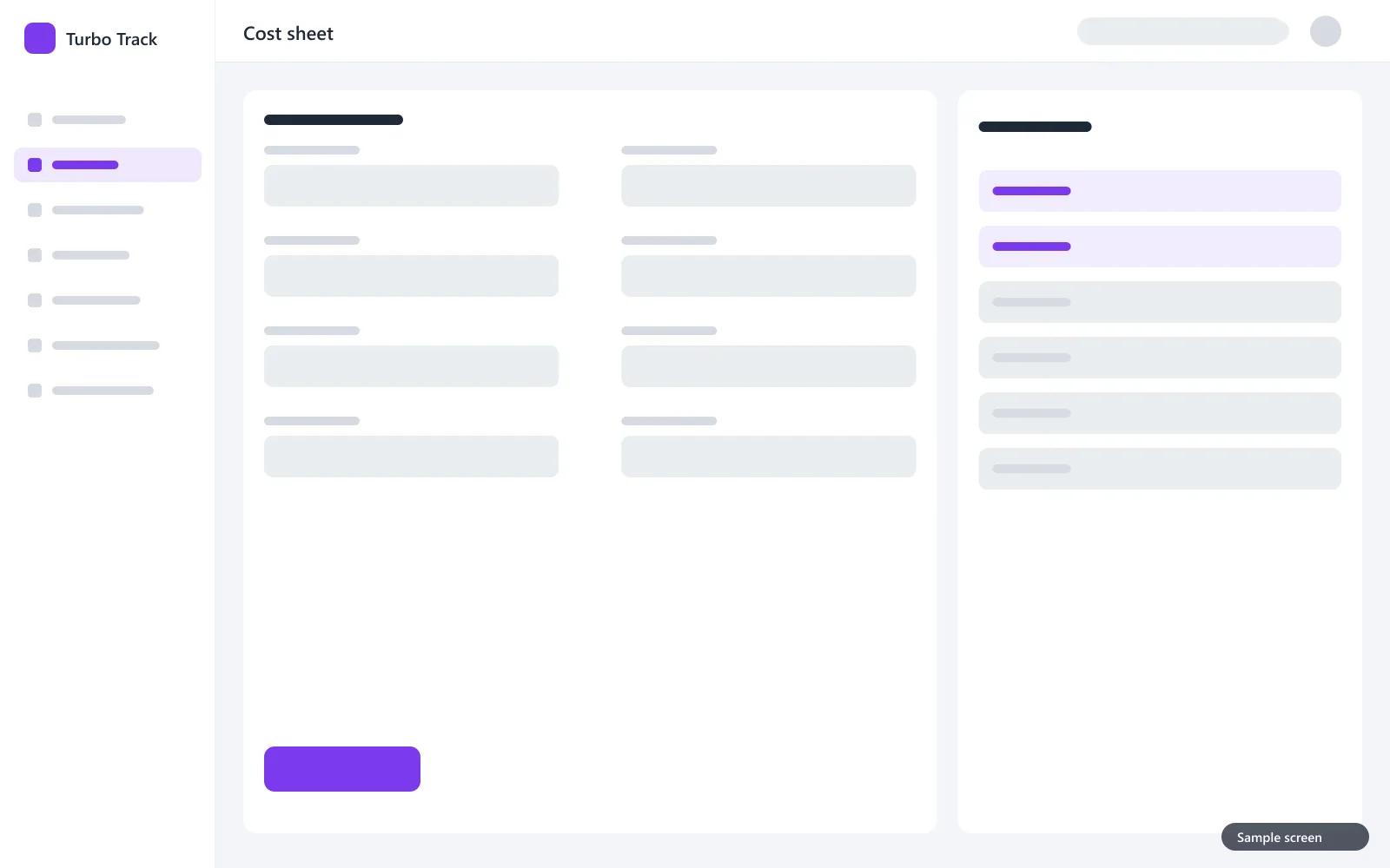 Cost sheet with supplier comparison and margin calculation