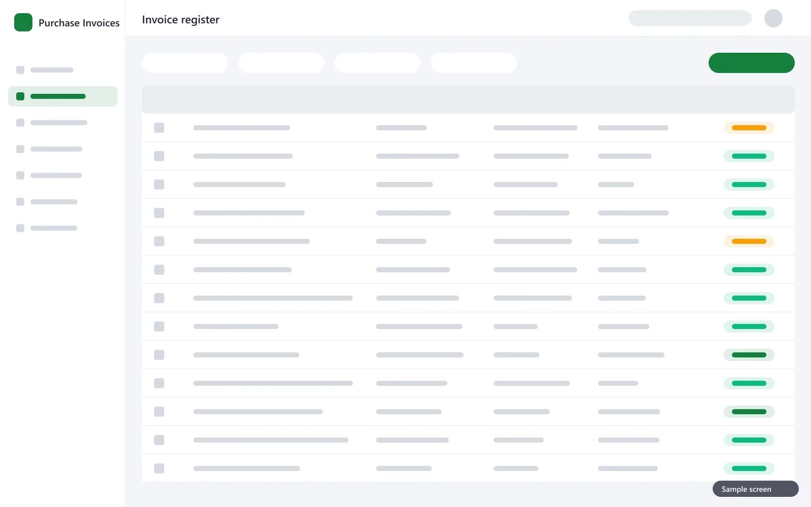 Shop invoice register: search, edit, and totals before and after VAT