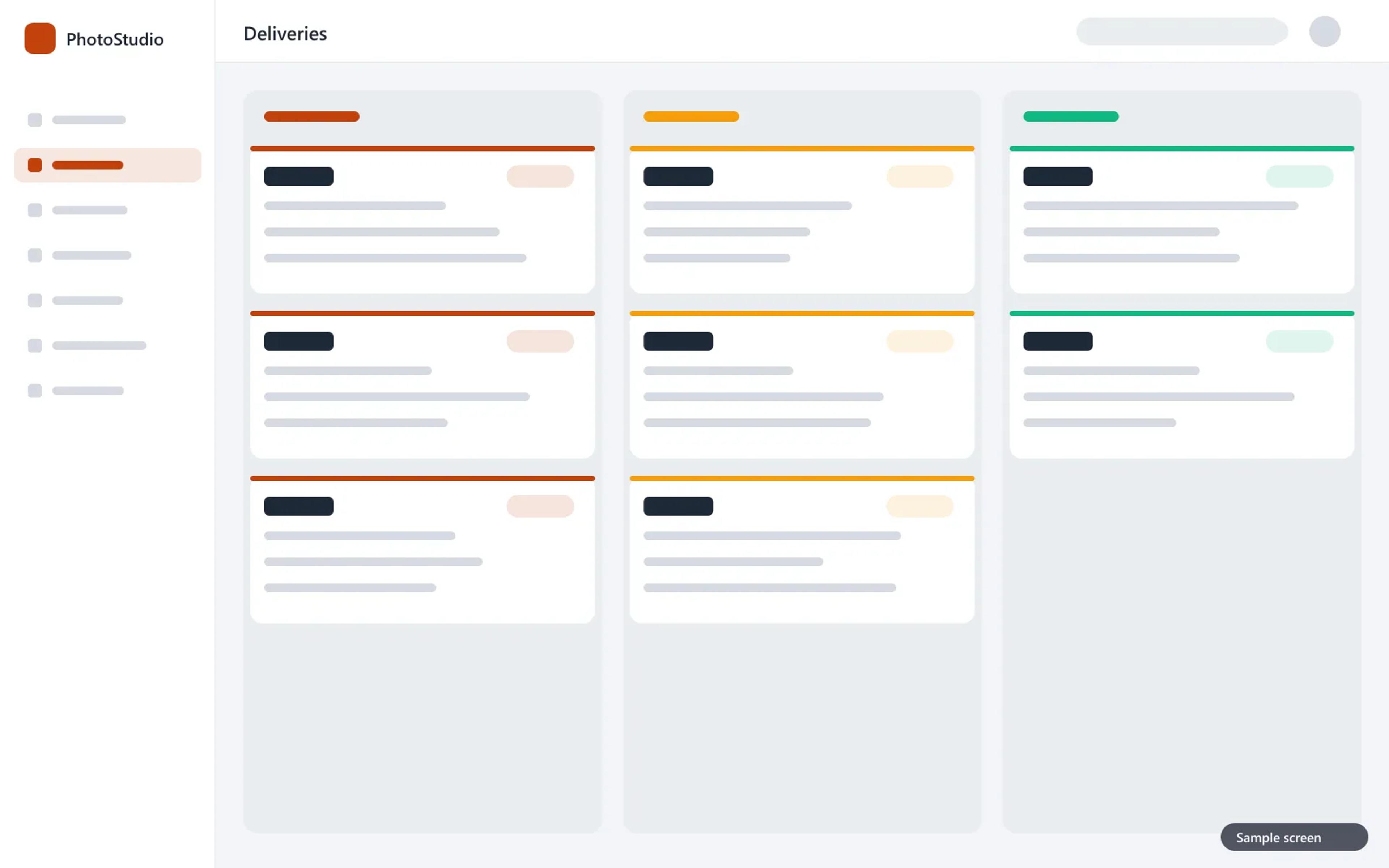 Deliveries: albums, photos and videos with the status of each