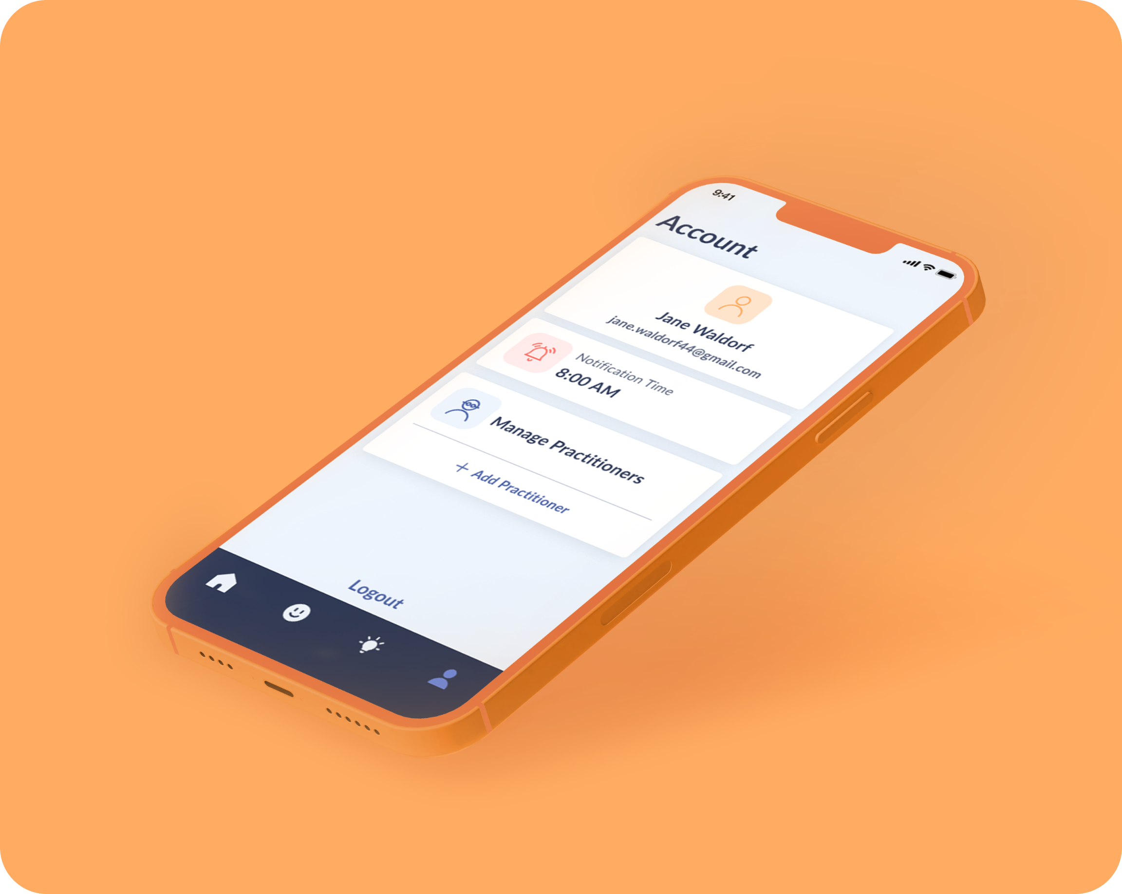 Mobile phone displaying Insights summary screen from Ksana mental health monitoring app.