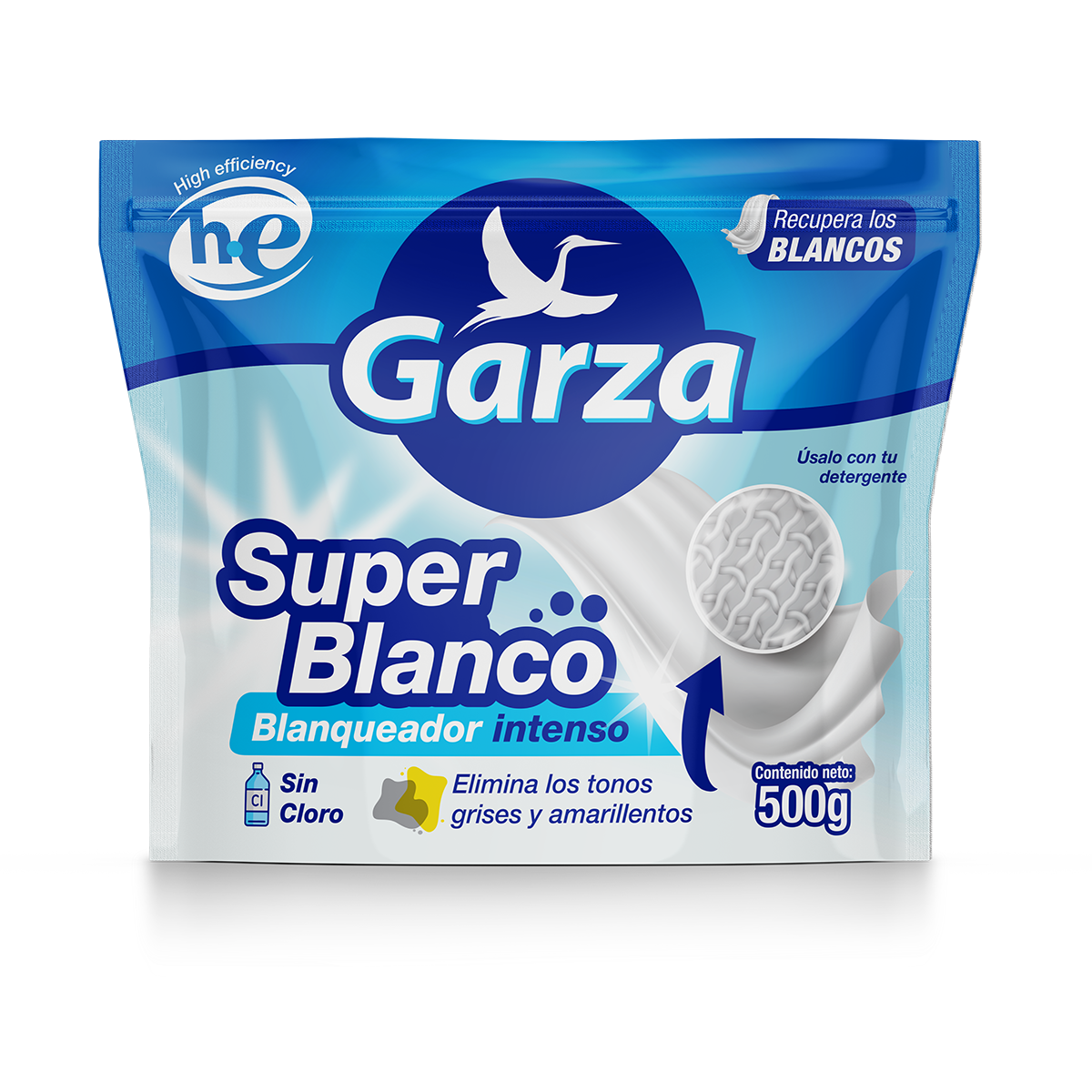 Garza Super Blanco - Blanqueador intenso sin cloro que elimina tonos grises y amarillos / aditivo en polvo