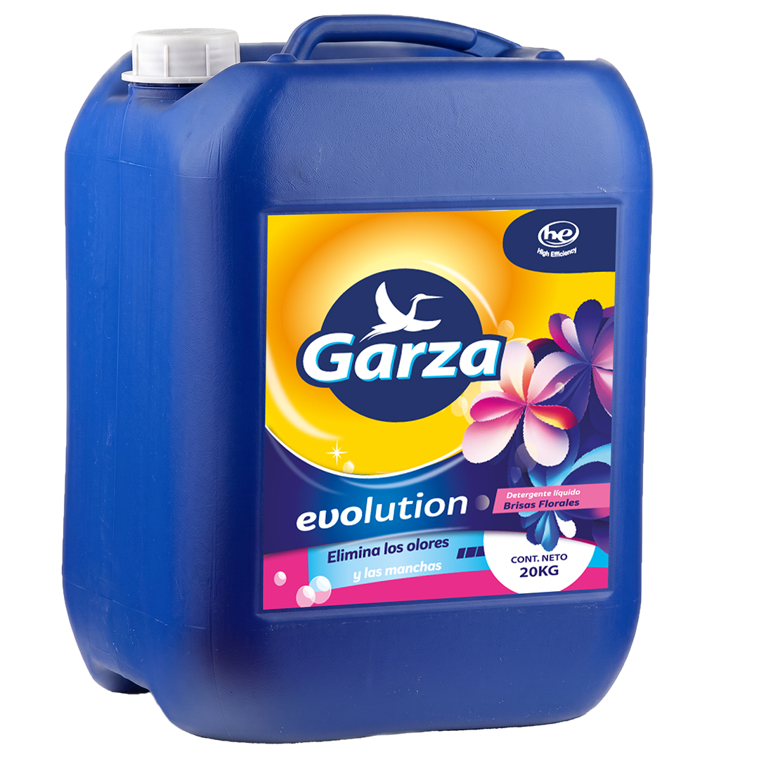 Garza Evolution 20kg - Detergente Líquido Floral en formato industrial de 20kg eliminador de Olores y Manchas