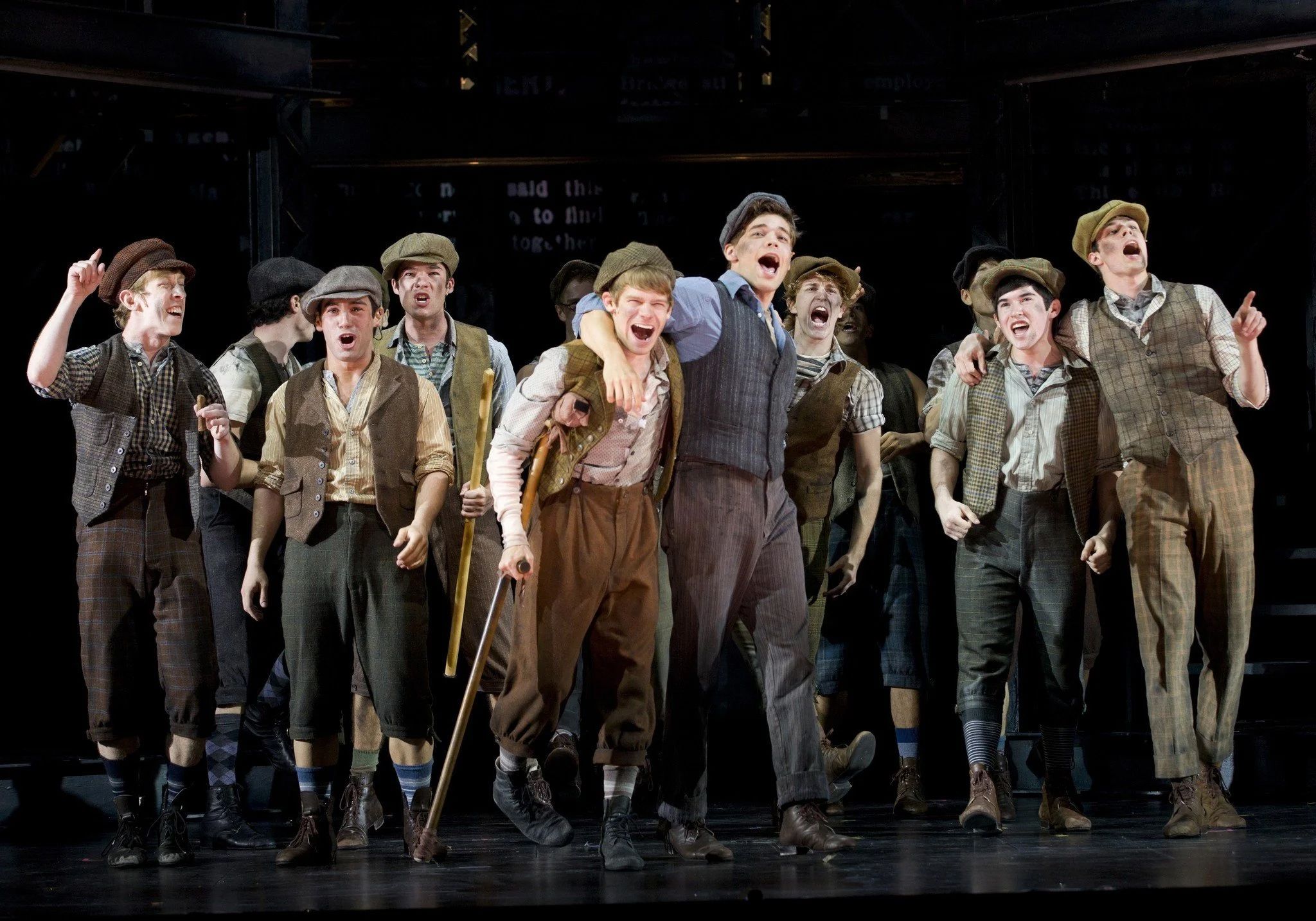 Andrew Keenan-Bolger and the company of NEWSIES on Broadway