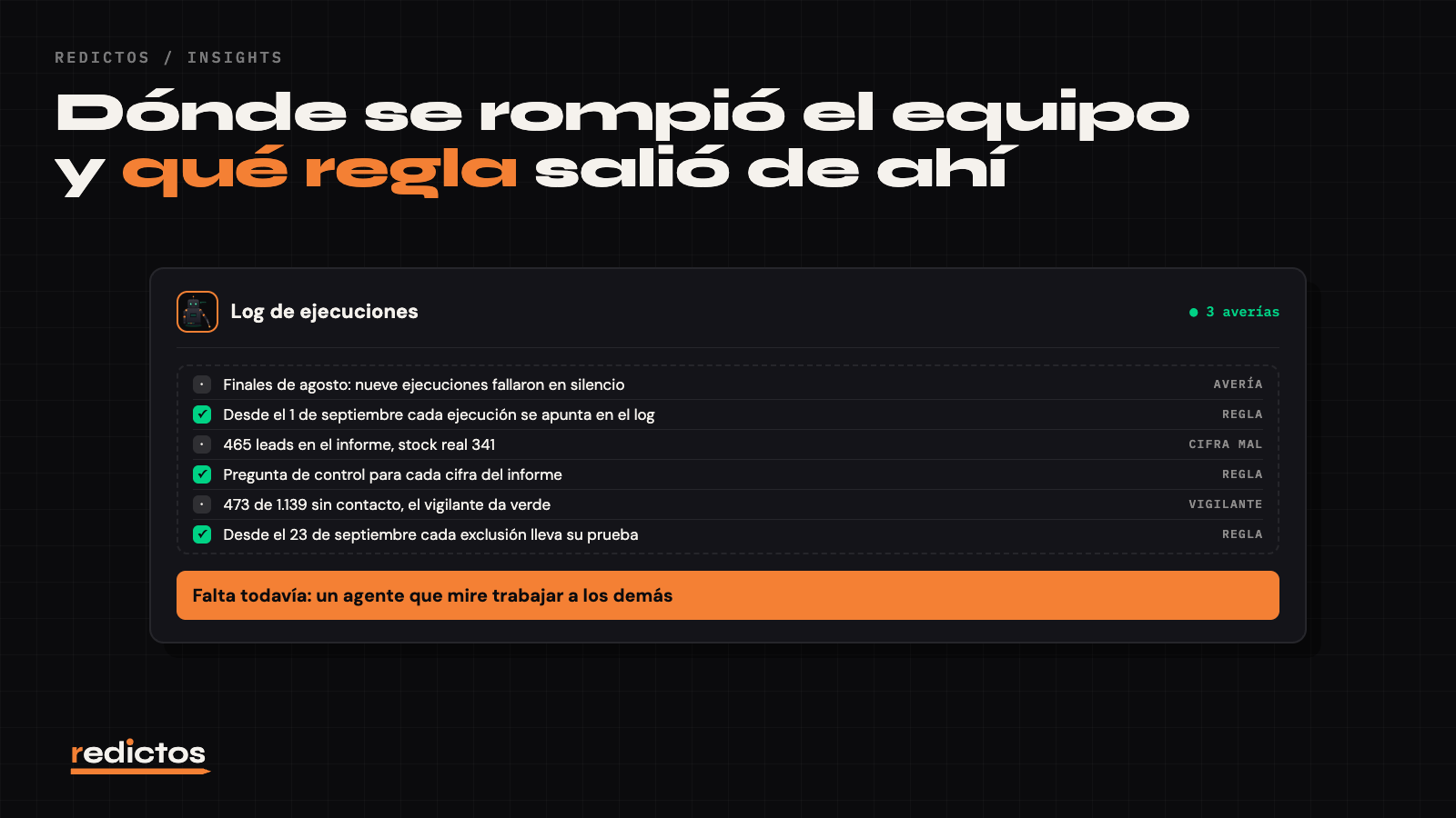 Tres averías en tres meses de funcionamiento y la regla que salió de cada una