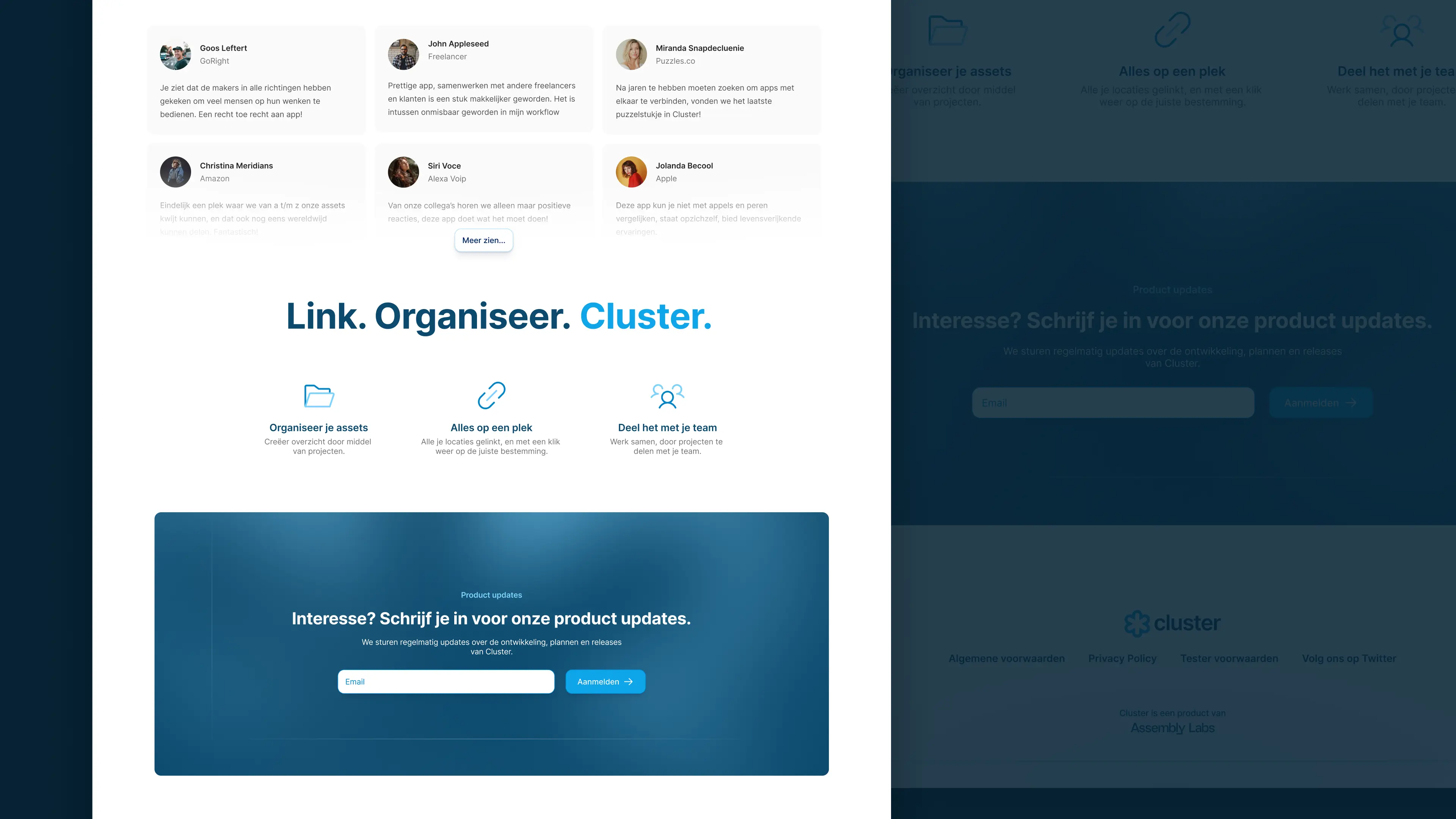 Cluster landing page
