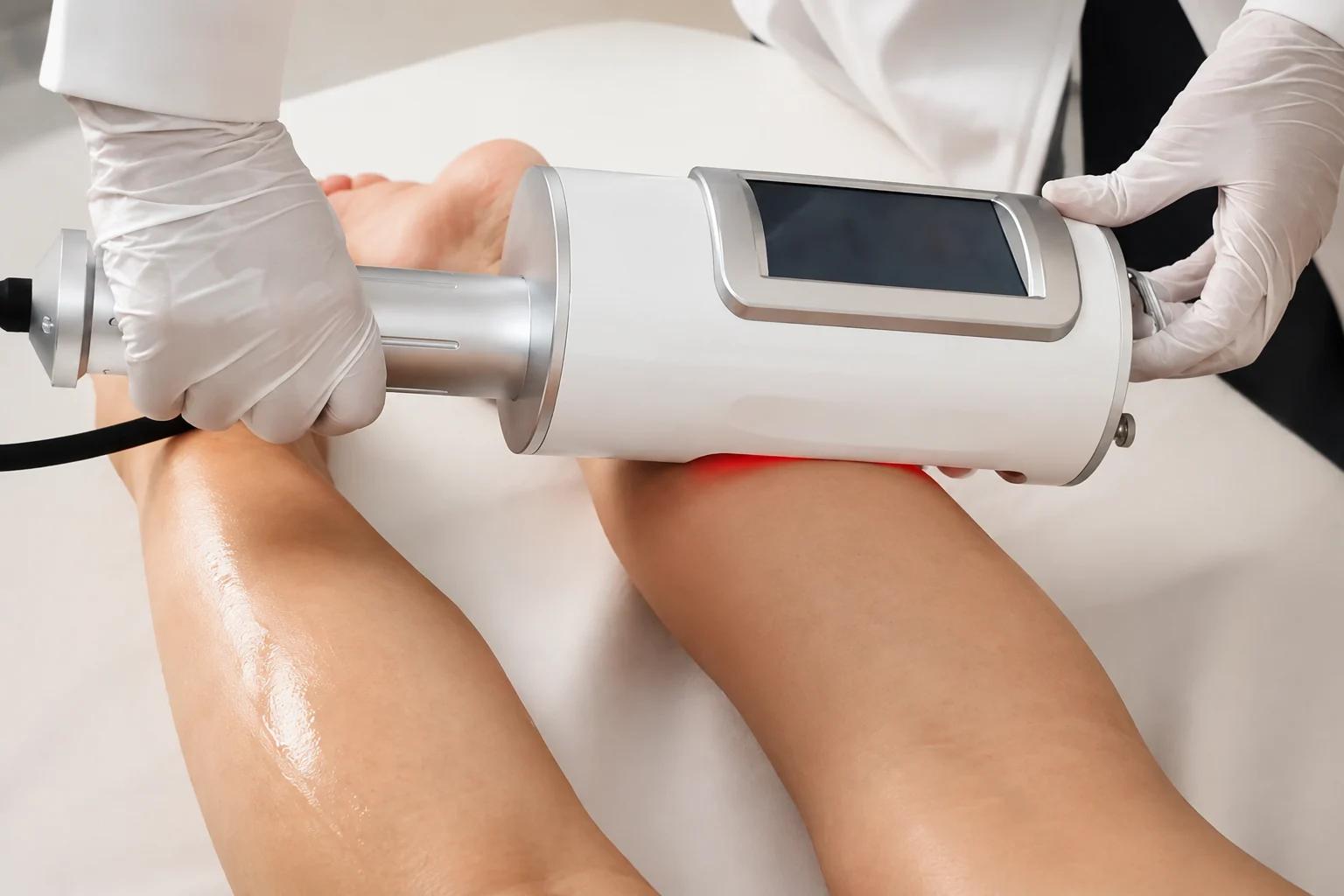 Body handpiece used during a professional leg treatment