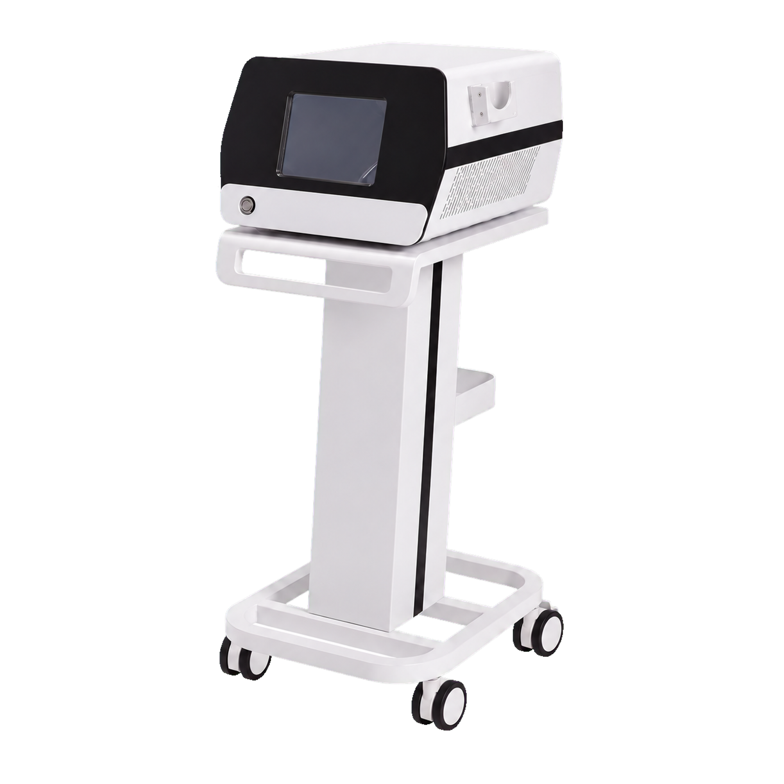 Transparent-background view of the LX-FM-003 mobile needle-free infusion console on its dedicated trolley