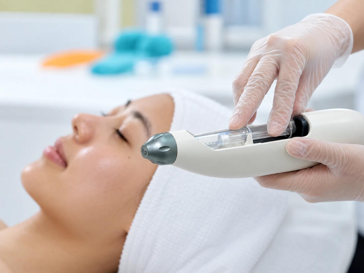 Professional facial needle-free formulation application using the LX-FM-003 applicator