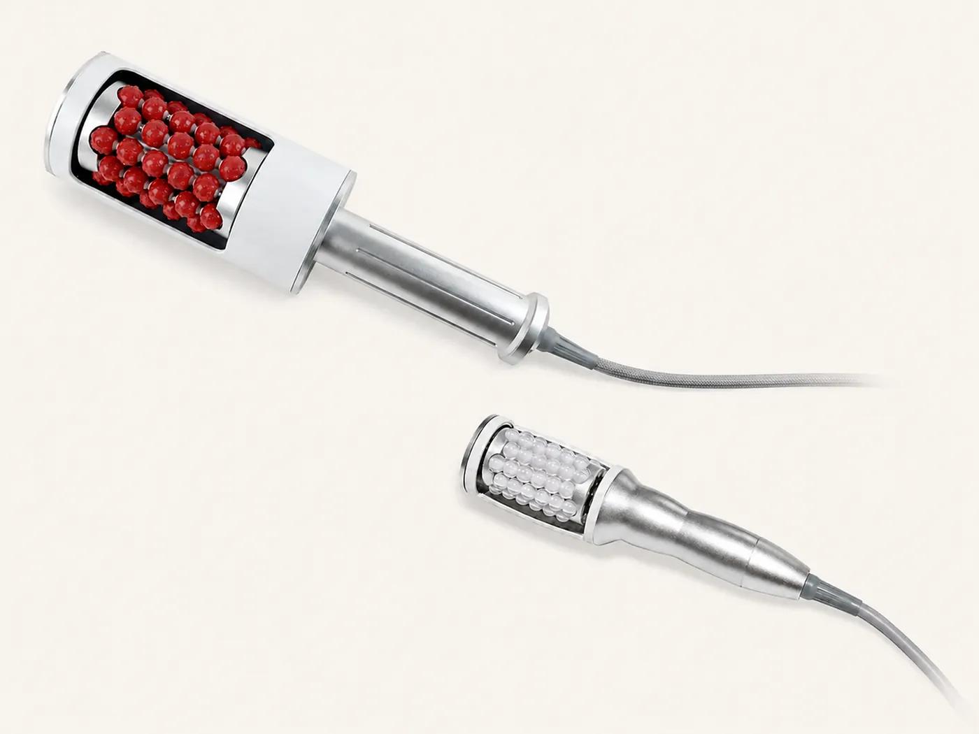 Large red and small white inner-ball handpieces supplied with LX-CB-008