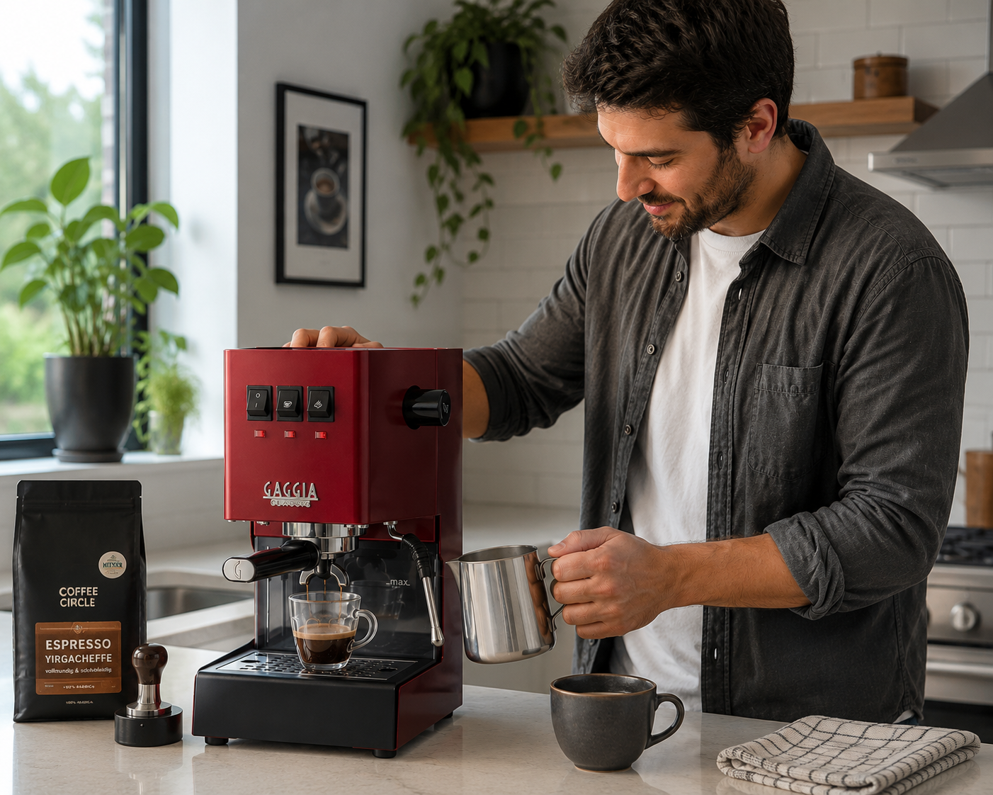 Gaggia RI9380/47 Classic Pro Espresso Machine,1.3liters, Cherry Red